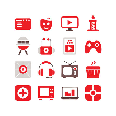 Entertainment and Media Icon Set Collection Vector for UI Documents Websites and Mobile Applicationsのイラスト素材