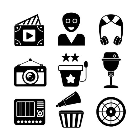 Entertainment and Media Icon Set Collection Vector for UI Documents Websites and Mobile Applicationsのイラスト素材