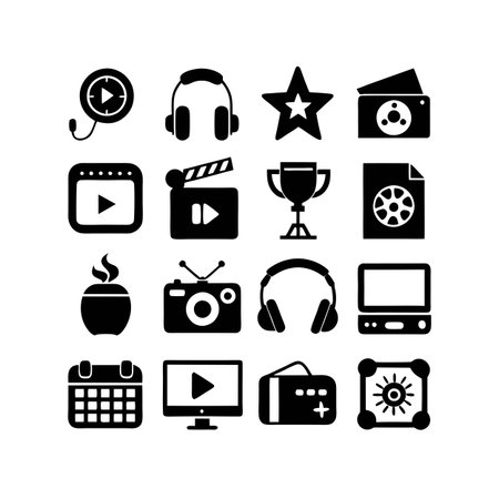 Entertainment and Media Icon Set Collection Vector for UI Documents Websites and Mobile Applicationsのイラスト素材