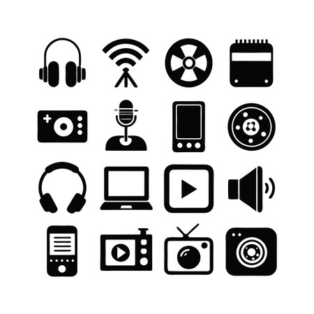 Entertainment and Media Icon Set Collection Vector for UI Documents Websites and Mobile Applicationsのイラスト素材