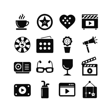 Entertainment and Media Icon Set Collection Vector for UI Documents Websites and Mobile Applicationsのイラスト素材
