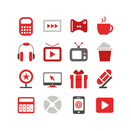 Entertainment and Media Icon Set Collection Vector for UI Documents Websites and Mobile Applicationsのイラスト素材
