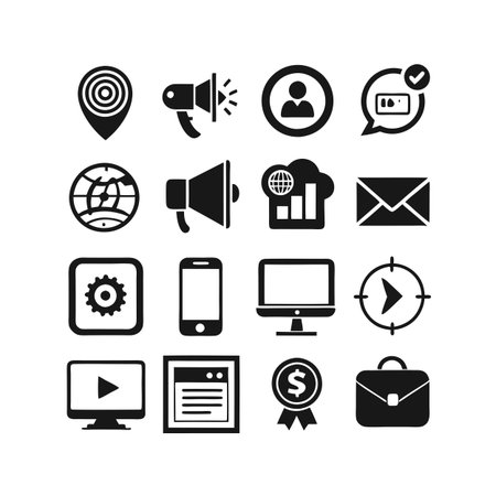 Marketing and Ads Icon Set Collection Vector for UI Documents Websites and Mobile Applicationsのイラスト素材