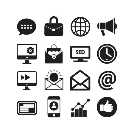 Marketing and Ads Icon Set Collection Vector for UI Documents Websites and Mobile Applicationsのイラスト素材