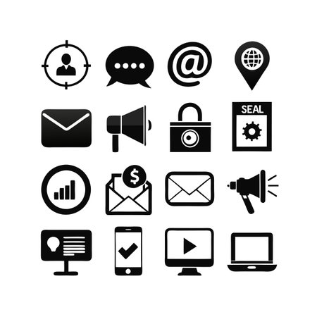 Marketing and Ads Icon Set Collection Vector for UI Documents Websites and Mobile Applicationsのイラスト素材