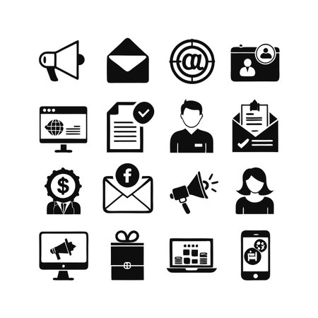 Marketing and Ads Icon Set Collection Vector for UI Documents Websites and Mobile Applicationsのイラスト素材