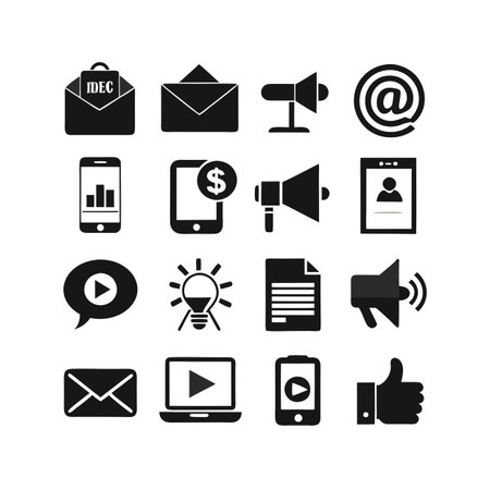 Marketing and Ads Icon Set Collection Vector for UI Documents Websites and Mobile Applicationsのイラスト素材