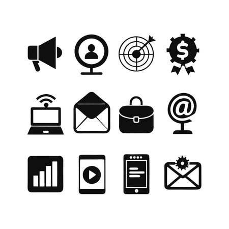 Marketing and Ads Icon Set Collection Vector for UI Documents Websites and Mobile Applicationsのイラスト素材