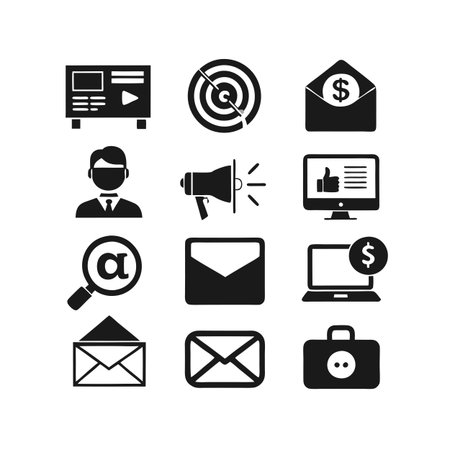 Marketing and Ads Icon Set Collection Vector for UI Documents Websites and Mobile Applicationsのイラスト素材
