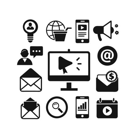 Marketing and Ads Icon Set Collection Vector for UI Documents Websites and Mobile Applicationsのイラスト素材