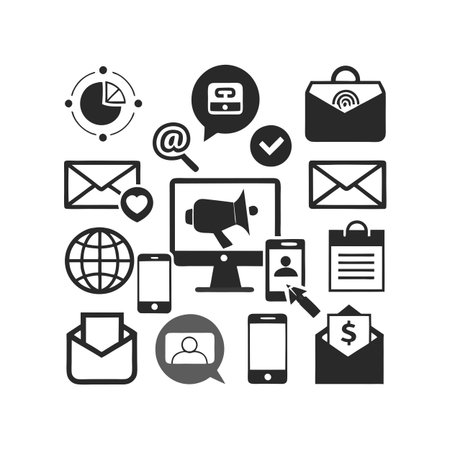 Marketing and Ads Icon Set Collection Vector for UI Documents Websites and Mobile Applicationsのイラスト素材