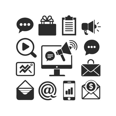 Marketing and Ads Icon Set Collection Vector for UI Documents Websites and Mobile Applicationsのイラスト素材