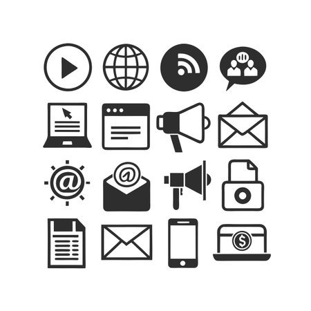 Marketing and Ads Icon Set Collection Vector for UI Documents Websites and Mobile Applicationsのイラスト素材