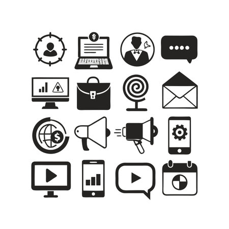 Marketing and Ads Icon Set Collection Vector for UI Documents Websites and Mobile Applicationsのイラスト素材