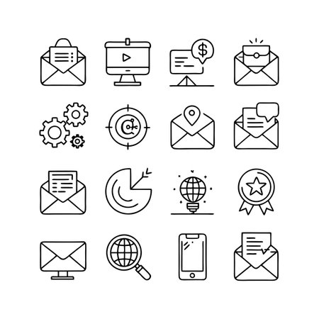 Marketing and Ads Icon Set Collection Vector for UI Documents Websites and Mobile Applicationsのイラスト素材
