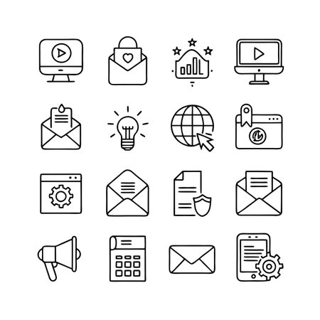 Marketing and Ads Icon Set Collection Vector for UI Documents Websites and Mobile Applicationsのイラスト素材