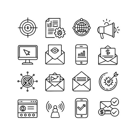 Marketing and Ads Icon Set Collection Vector for UI Documents Websites and Mobile Applicationsのイラスト素材