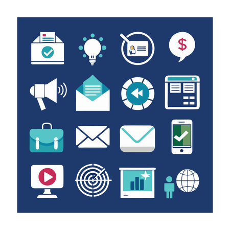 Marketing and Ads Icon Set Collection Vector for UI Documents Websites and Mobile Applicationsのイラスト素材