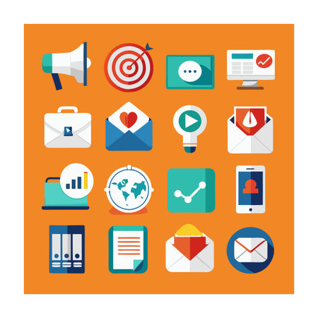 Marketing and Ads Icon Set Collection Vector for UI Documents Websites and Mobile Applicationsのイラスト素材