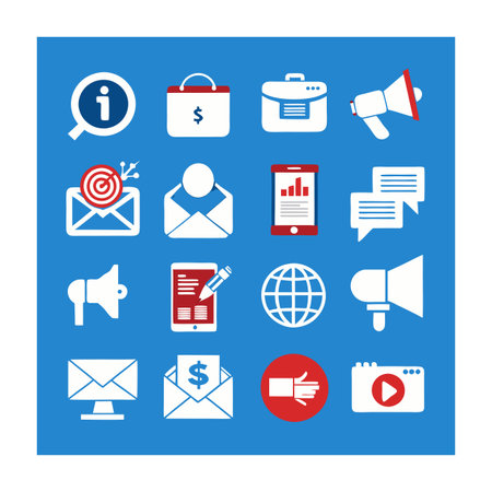 Marketing and Ads Icon Set Collection Vector for UI Documents Websites and Mobile Applicationsのイラスト素材