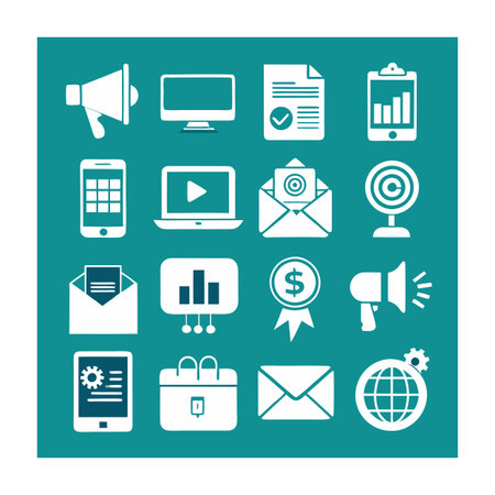 Marketing and Ads Icon Set Collection Vector for UI Documents Websites and Mobile Applicationsのイラスト素材
