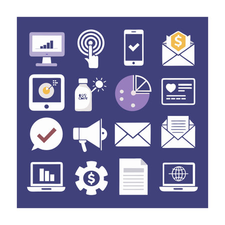 Marketing and Ads Icon Set Collection Vector for UI Documents Websites and Mobile Applicationsのイラスト素材