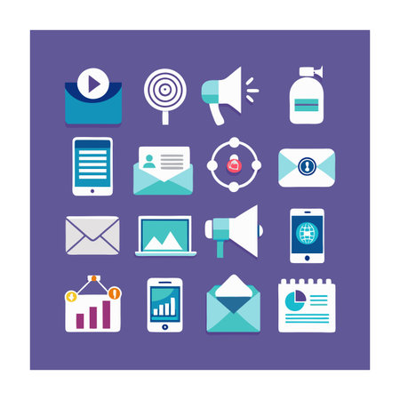 Marketing and Ads Icon Set Collection Vector for UI Documents Websites and Mobile Applicationsのイラスト素材