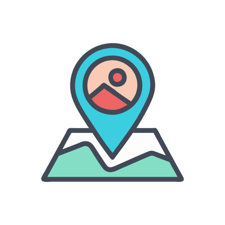 Flat style Map Pin Location Icon vector illustration for User Interface documents websites and mobile applicationsのイラスト素材