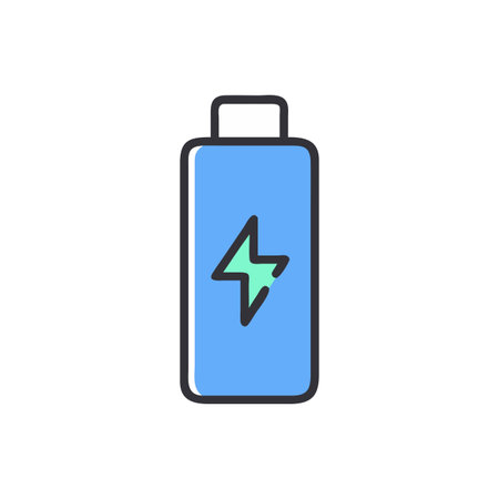 Flat style Battery Icon vector illustration for User Interface documents websites and mobile applicationsのイラスト素材