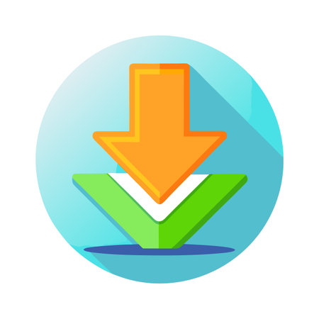 Flat style download arrow icon vector illustration for User Interface documents websites and mobile applicationsのイラスト素材