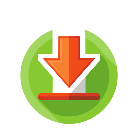 Flat style download arrow icon vector illustration for User Interface documents websites and mobile applicationsのイラスト素材