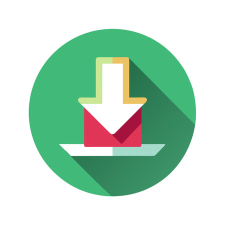 Flat style download arrow icon vector illustration for User Interface documents websites and mobile applicationsのイラスト素材