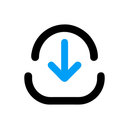 Flat style download arrow icon vector illustration for User Interface documents websites and mobile applicationsのイラスト素材