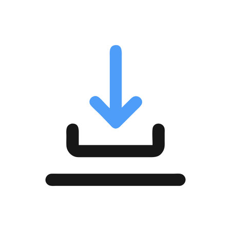 Flat style download arrow icon vector illustration for User Interface documents websites and mobile applicationsのイラスト素材