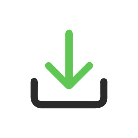 Flat style download arrow icon vector illustration for User Interface documents websites and mobile applicationsのイラスト素材