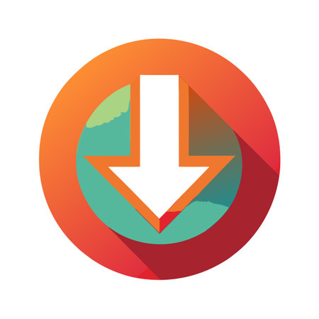 Flat style download arrow icon vector illustration for User Interface documents websites and mobile applicationsのイラスト素材