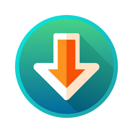 Flat style download arrow icon vector illustration for User Interface documents websites and mobile applicationsのイラスト素材