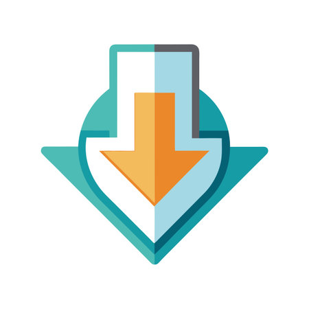 Flat style download arrow icon vector illustration for User Interface documents websites and mobile applicationsのイラスト素材