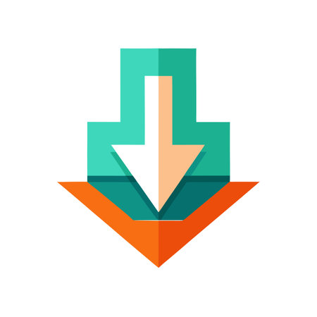 Flat style download arrow icon vector illustration for User Interface documents websites and mobile applicationsのイラスト素材
