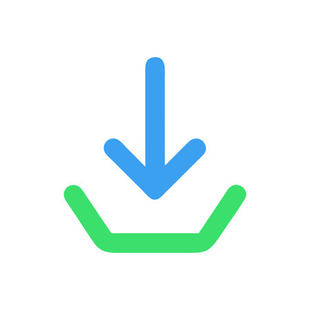 Flat style download arrow icon vector illustration for User Interface documents websites and mobile applicationsのイラスト素材