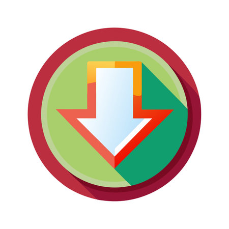 Flat style download arrow icon vector illustration for User Interface documents websites and mobile applicationsのイラスト素材