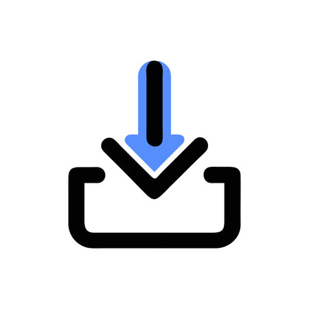 Flat style download arrow icon vector illustration for User Interface documents websites and mobile applicationsのイラスト素材