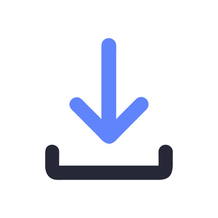 Flat style download arrow icon vector illustration for User Interface documents websites and mobile applicationsのイラスト素材