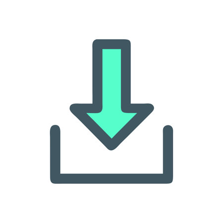 Flat style download arrow icon vector illustration for User Interface documents websites and mobile applicationsのイラスト素材