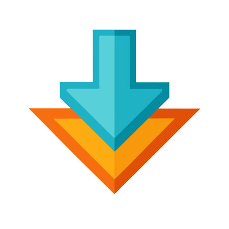 Flat style download arrow icon vector illustration for User Interface documents websites and mobile applicationsのイラスト素材