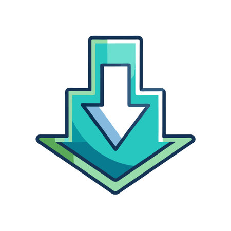 Flat style download arrow icon vector illustration for User Interface documents websites and mobile applicationsのイラスト素材