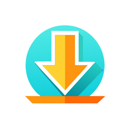 Flat style download arrow icon vector illustration for User Interface documents websites and mobile applicationsのイラスト素材