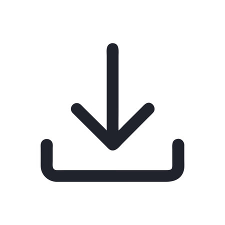 Flat style download arrow icon vector illustration for User Interface documents websites and mobile applicationsのイラスト素材