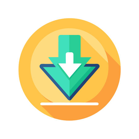Flat style download arrow icon vector illustration for User Interface documents websites and mobile applicationsのイラスト素材