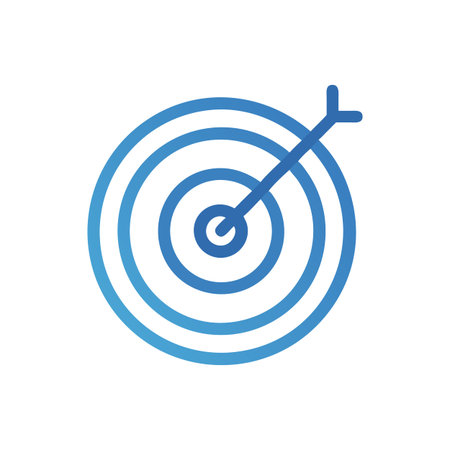 Blue Target and Arrow on Black Background - Goal and Accuracy Symbol